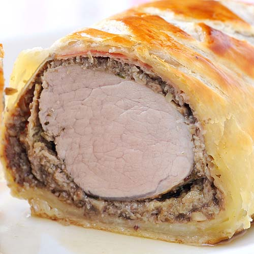 Pork Tenderloin with Mushrooms and Herbs Wrapped in Puff Pastry