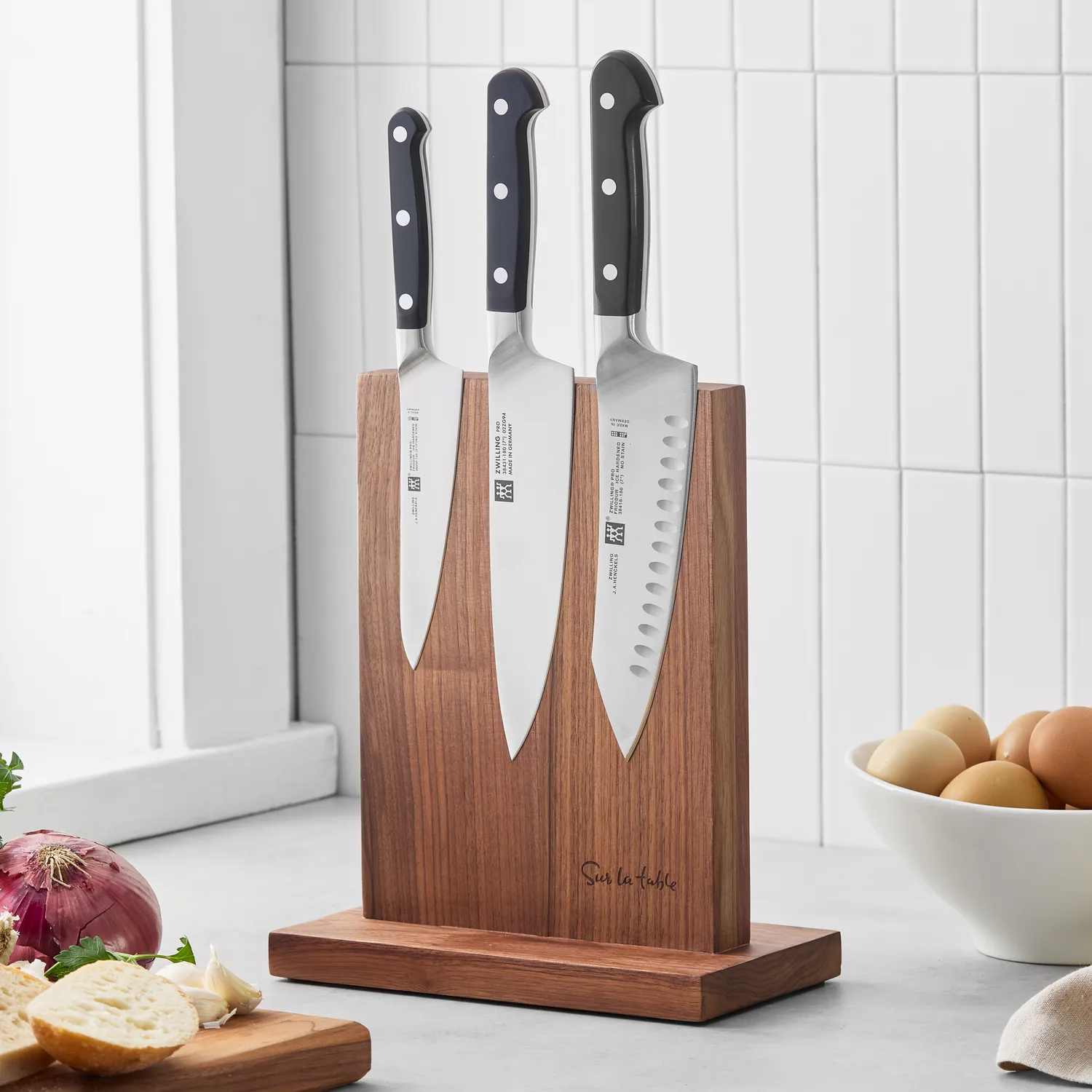 Sur La Table Walnut Magnetic Knife Block