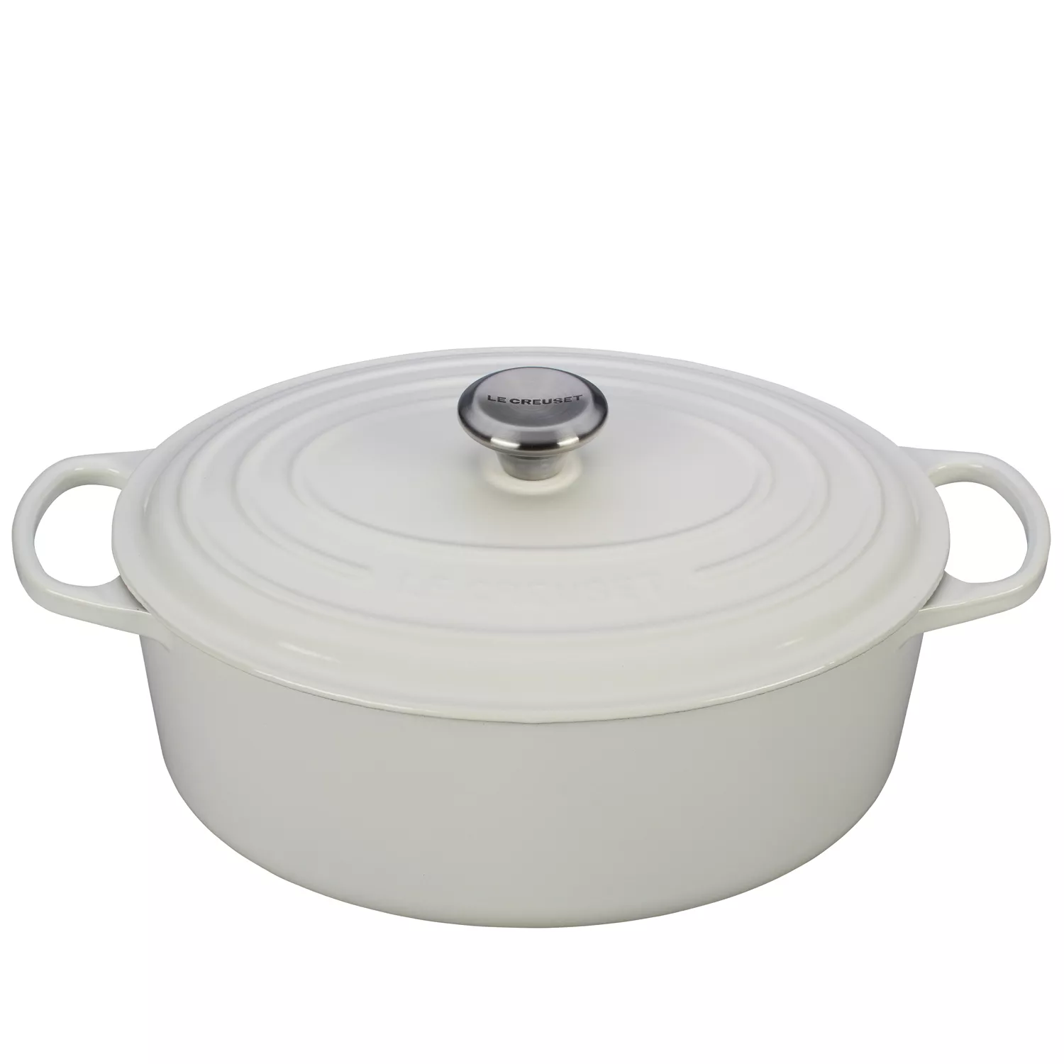 Bistro 7-Quart Oval Enameled Cast Iron Dutch Oven, White | at Home