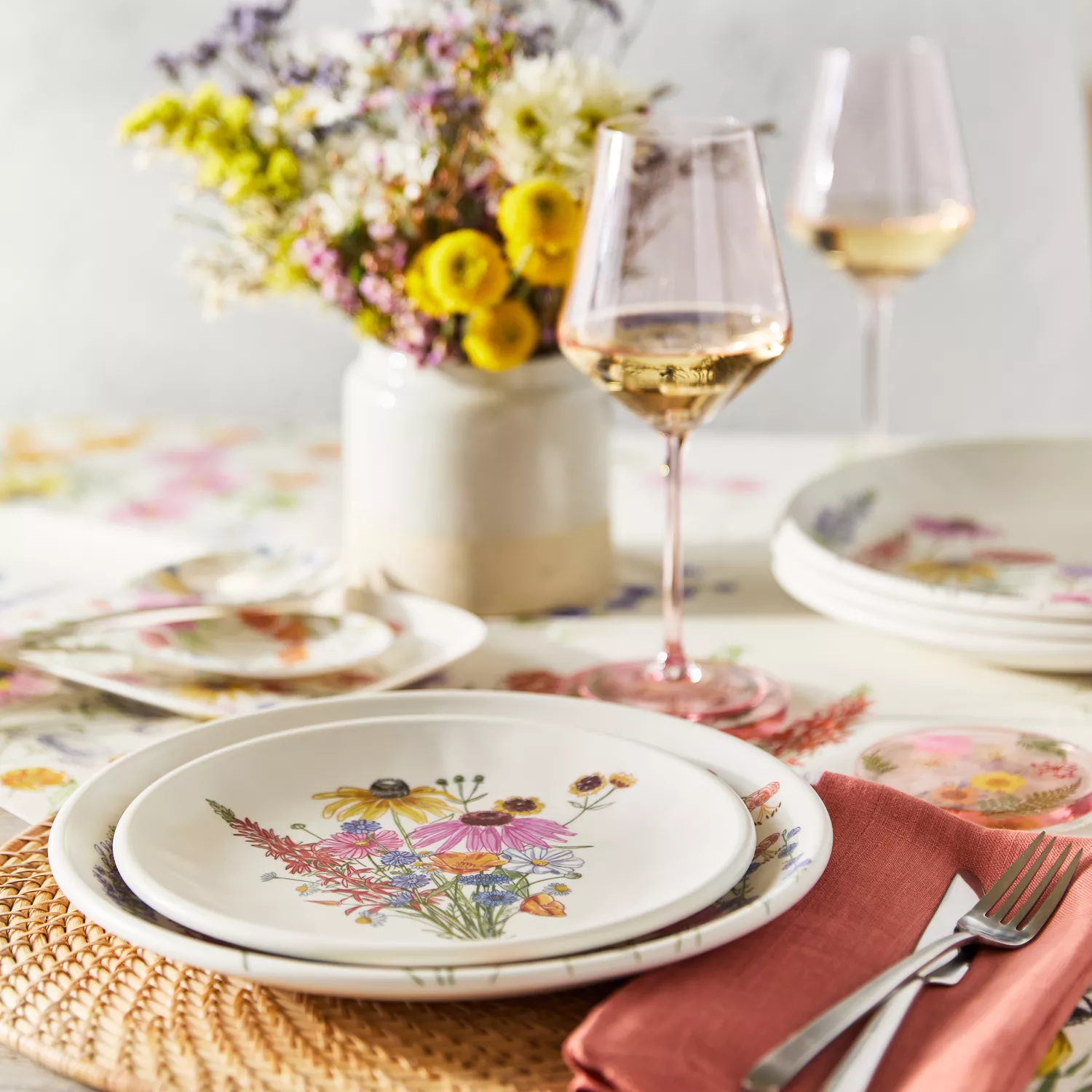 Sur La Table Wildflower Melamine Dinnerware, Set of 12