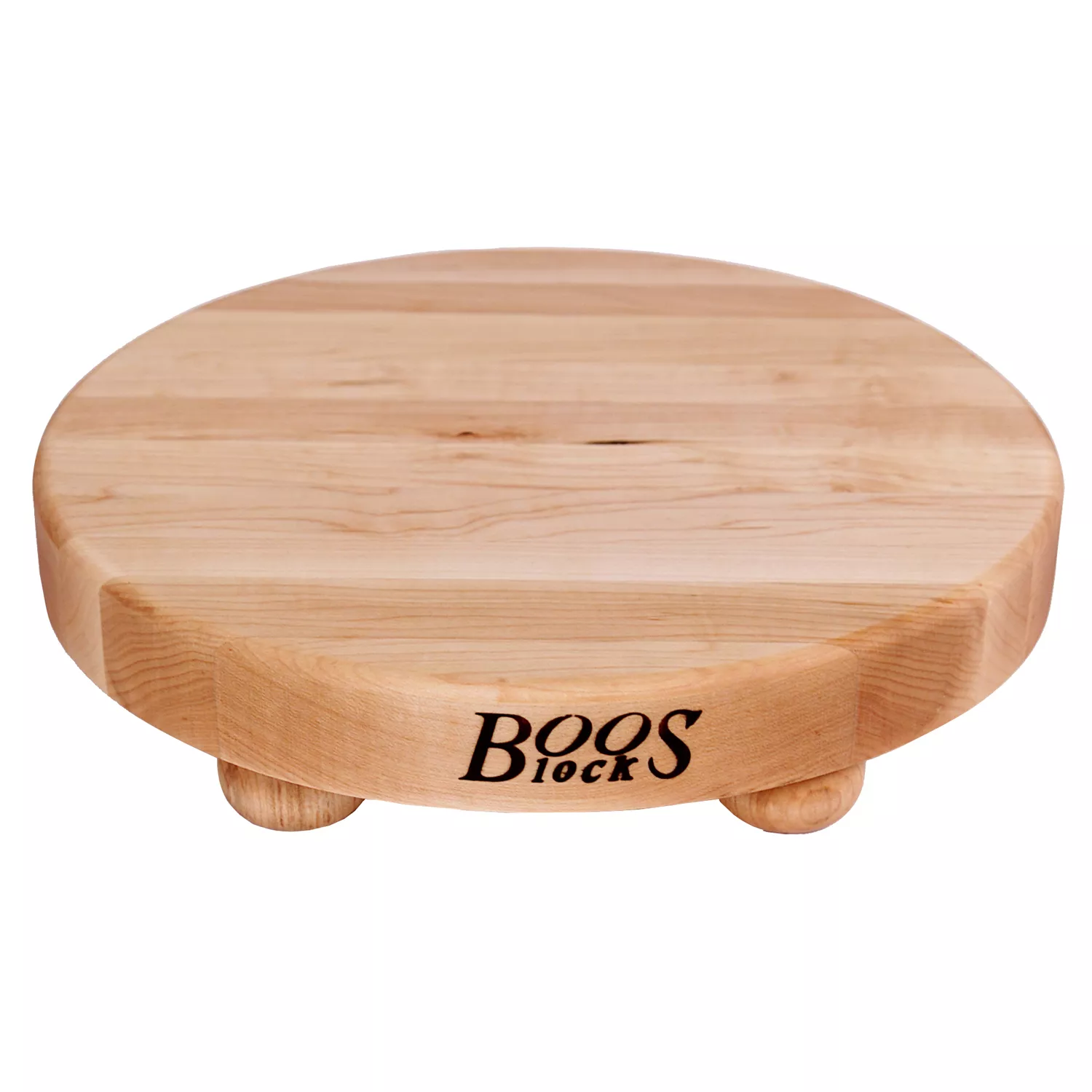 John Boos Maple Edge-Grain Round Serving Board w/ Feet,1.5" Thick
