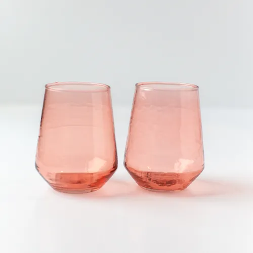 Powered by People Handblown Hammered Tumbler Glasses, Set of 4
