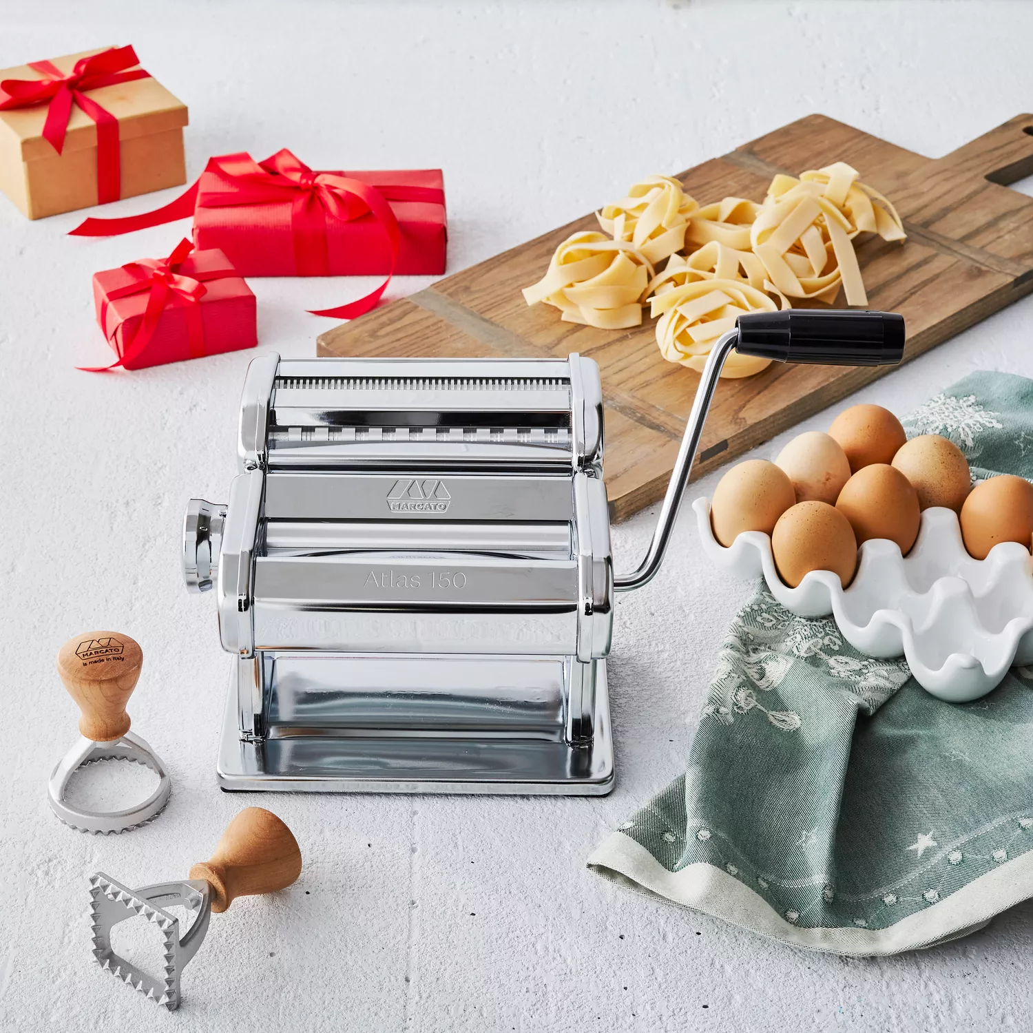 Marcato Atlas 150 Classic Pasta Maker with 2 Ravioli Stamps | Sur La Table