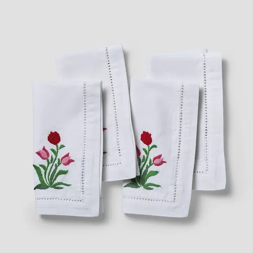 Sur La Table Painter's Garden Embroidered Napkins, Set of 4