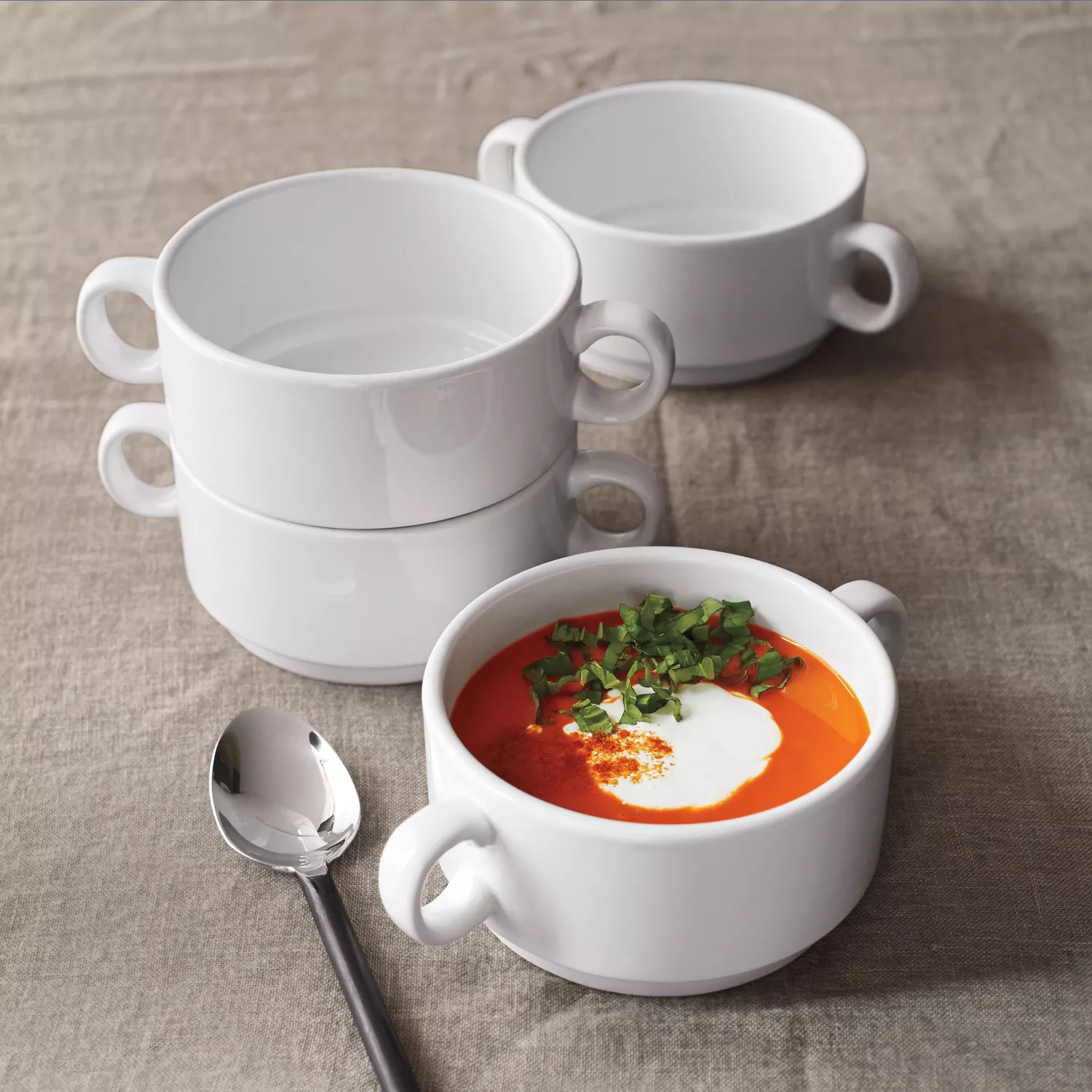 Sur La Table Double-Handle Soup Bowls, Set of 4