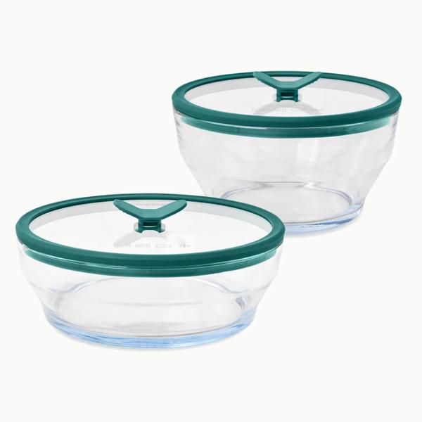 Anyday Microwave Large 4-Piece Glass Round Dish Set