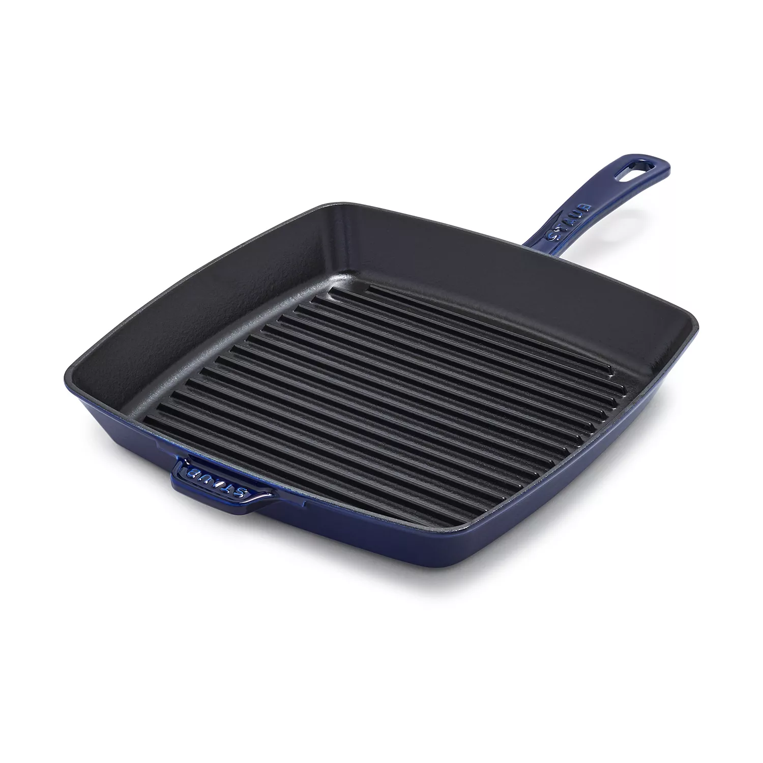 Staub France 10 1/4” “Sapphire” Square Enameled Cast Iron Grill Pan