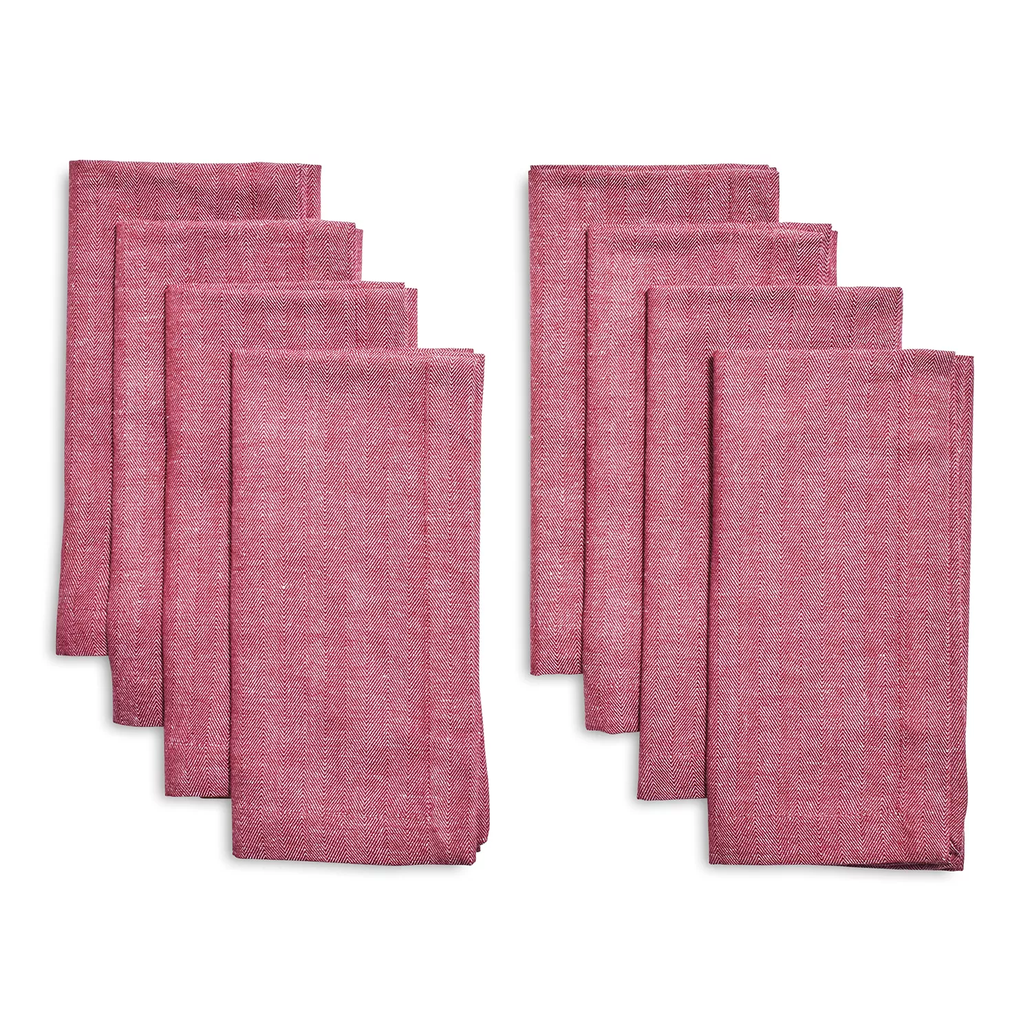 Herringbone Border Linen Napkins, Set of 4