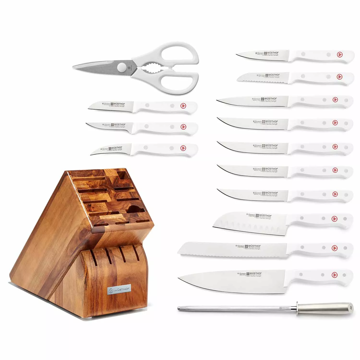 Wusthof Gourmet White Knife Set - 12 Piece Block