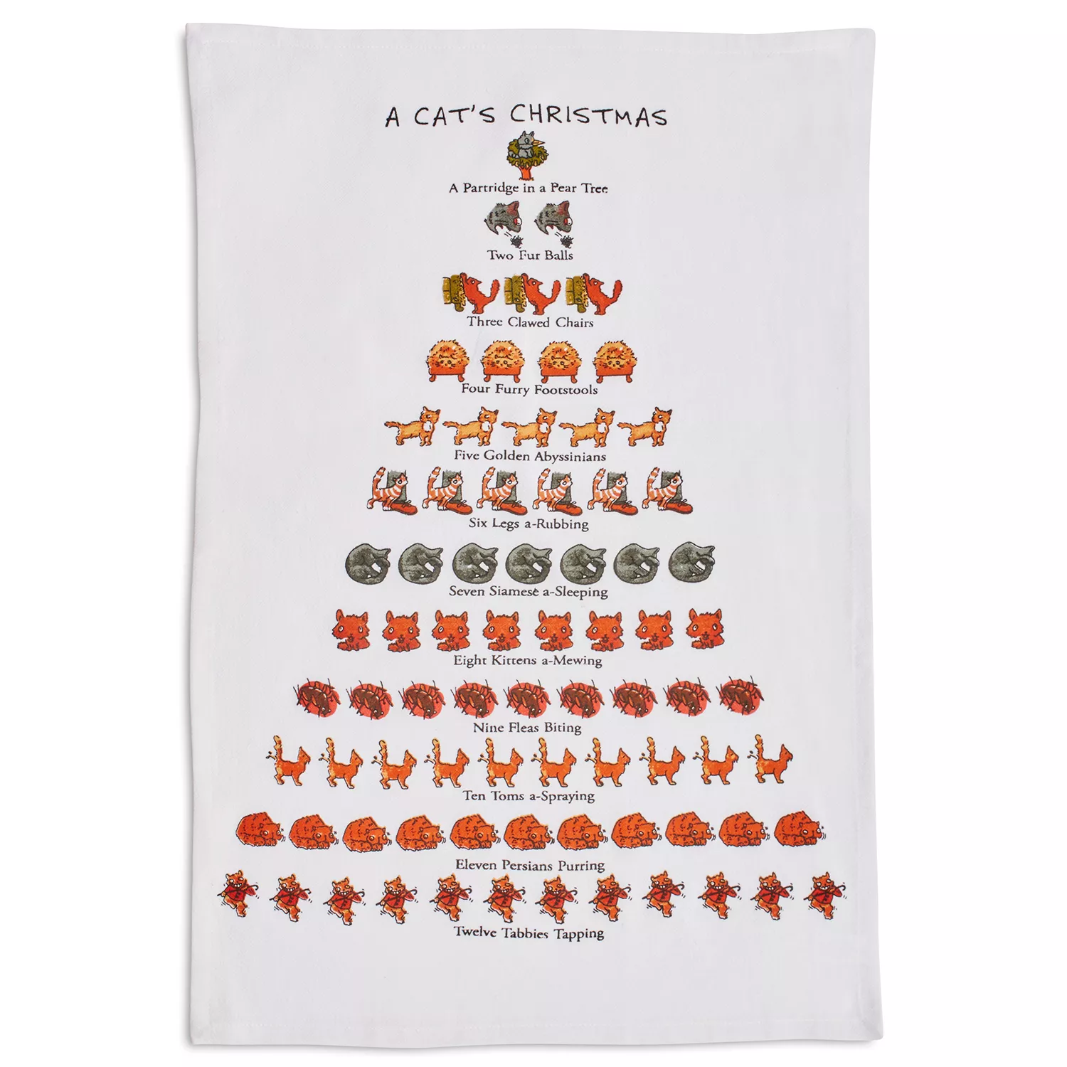 Sur La Table The Cat Lover&#8217;s 12 Days of Christmas Flour Sack Towel, 26&#34; x 18&#34;