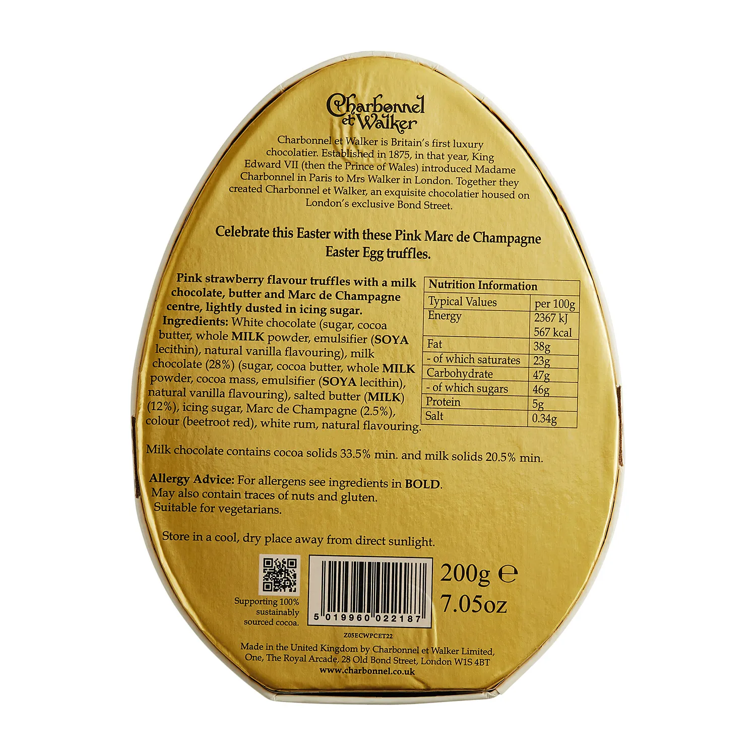 Charbonnel et Walker Pink Marc de Champagne Truffle Egg Shapes Truffles