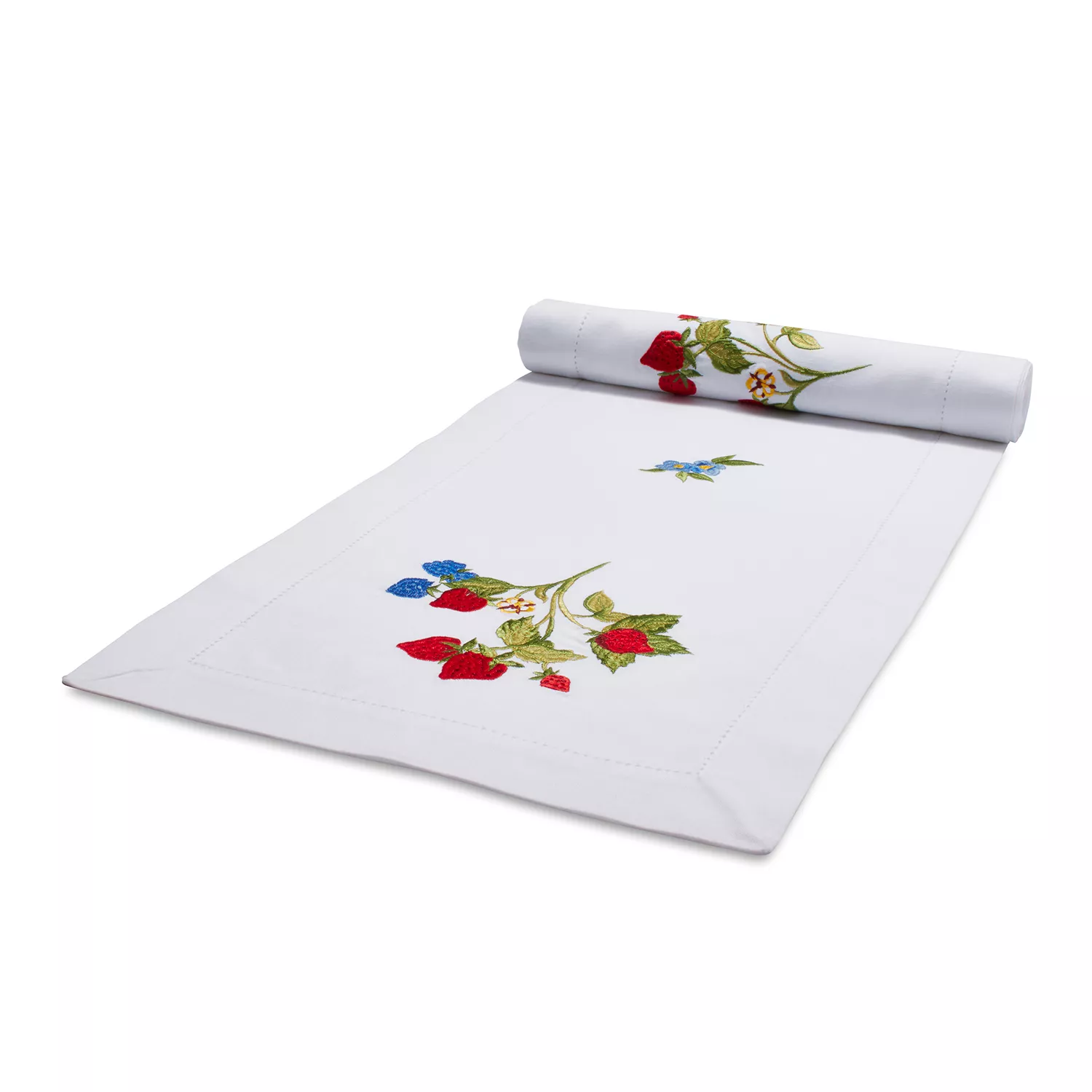 Sur La Table Embroidered Strawberry Table Runner, 108&#34; x 16&#34;