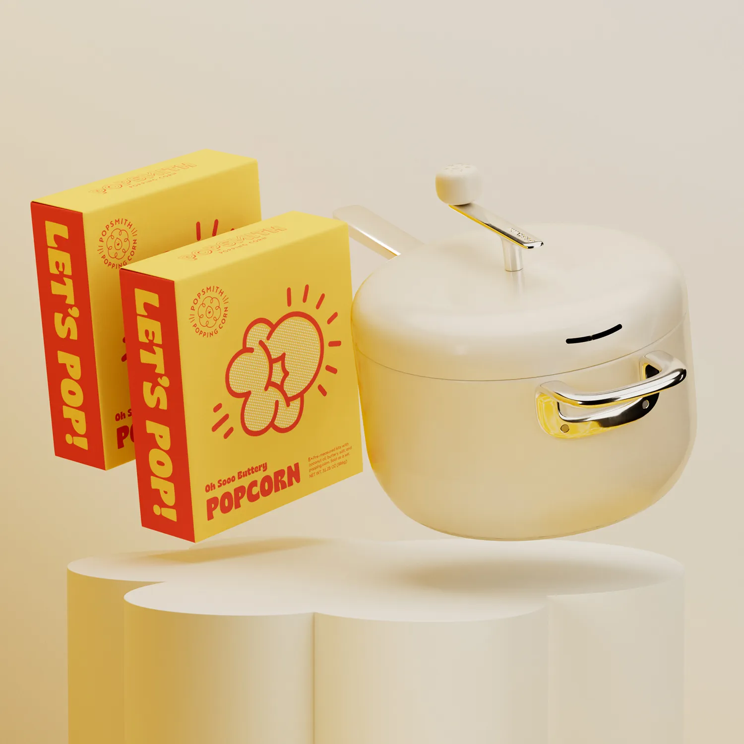 Popsmith Modern Stovetop Popcorn Popper with Buttery Popcorn Kits