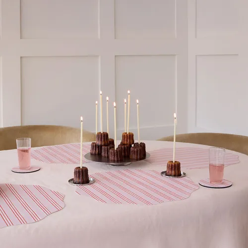 Meri Meri x Chilewich Red & Green Festive Stripes Scallop Placemat