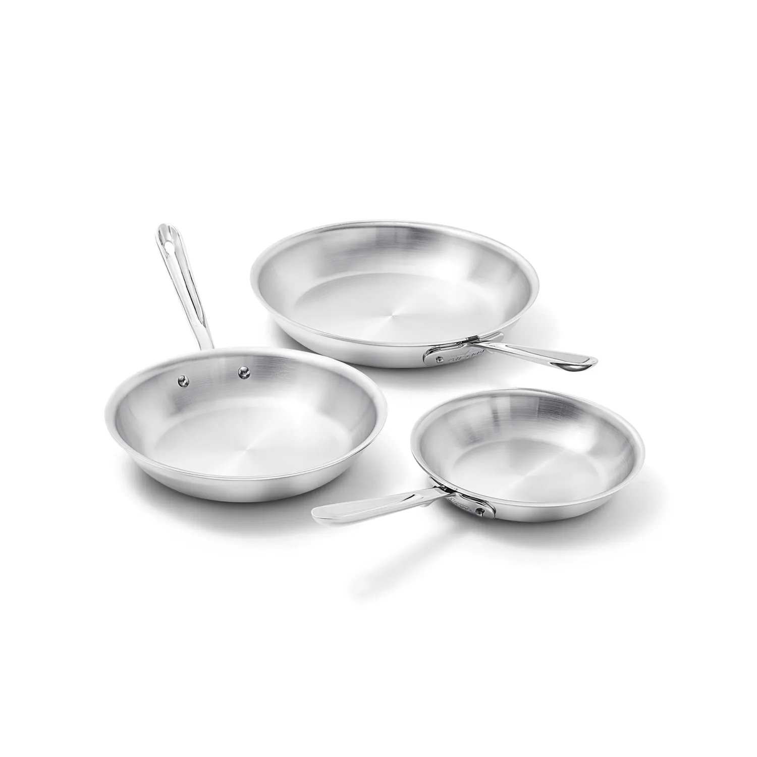 All-Clad D3 Stainless Steel 3-Ply Bonded Cookware 3-Piece Skillet Set, 8", 10" & 12"