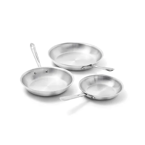 All-Clad D3 Stainless Steel 3-Ply Bonded Cookware 3-Piece Skillet Set, 8", 10" & 12"