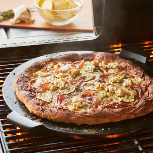 Summer Squash Pizza with Goat Cheese and Prosciutto with Aged Balsamic