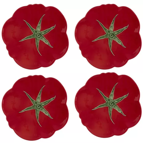 Bordallo Pinheiro Tomato Dinner Plates, Set of 4