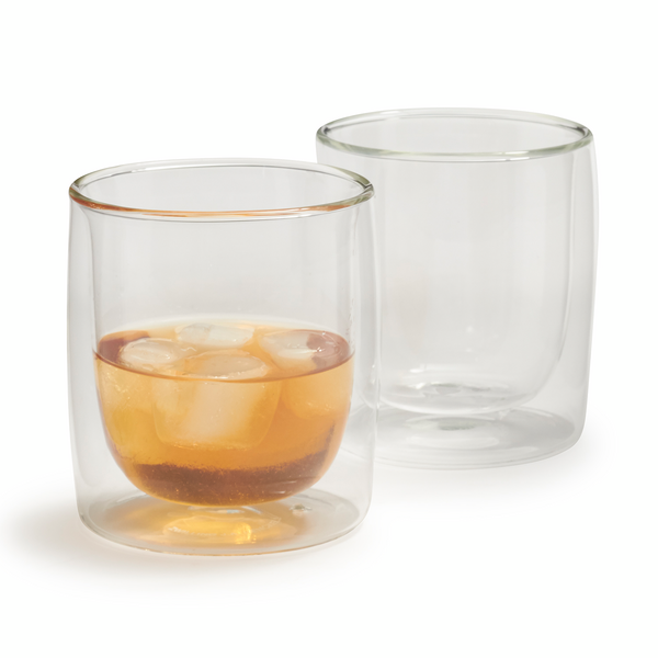 2 Whiskey Old Fashioned Glasses Double-Wall Insulated Tumbler 9oz Double Rocks 
