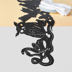 Sur La Table Halloween Midnight Menagerie Felt Runner