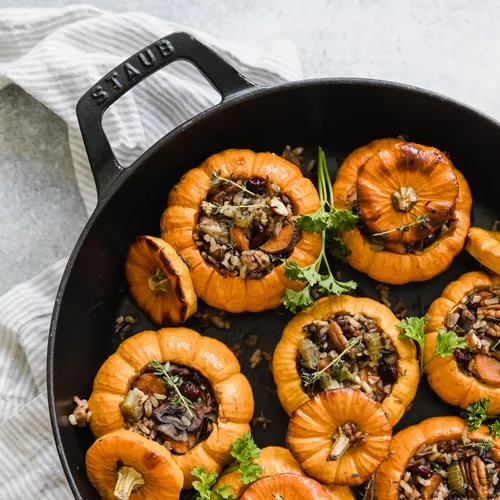 Mini Wild Rice Stuffed Pumpkins