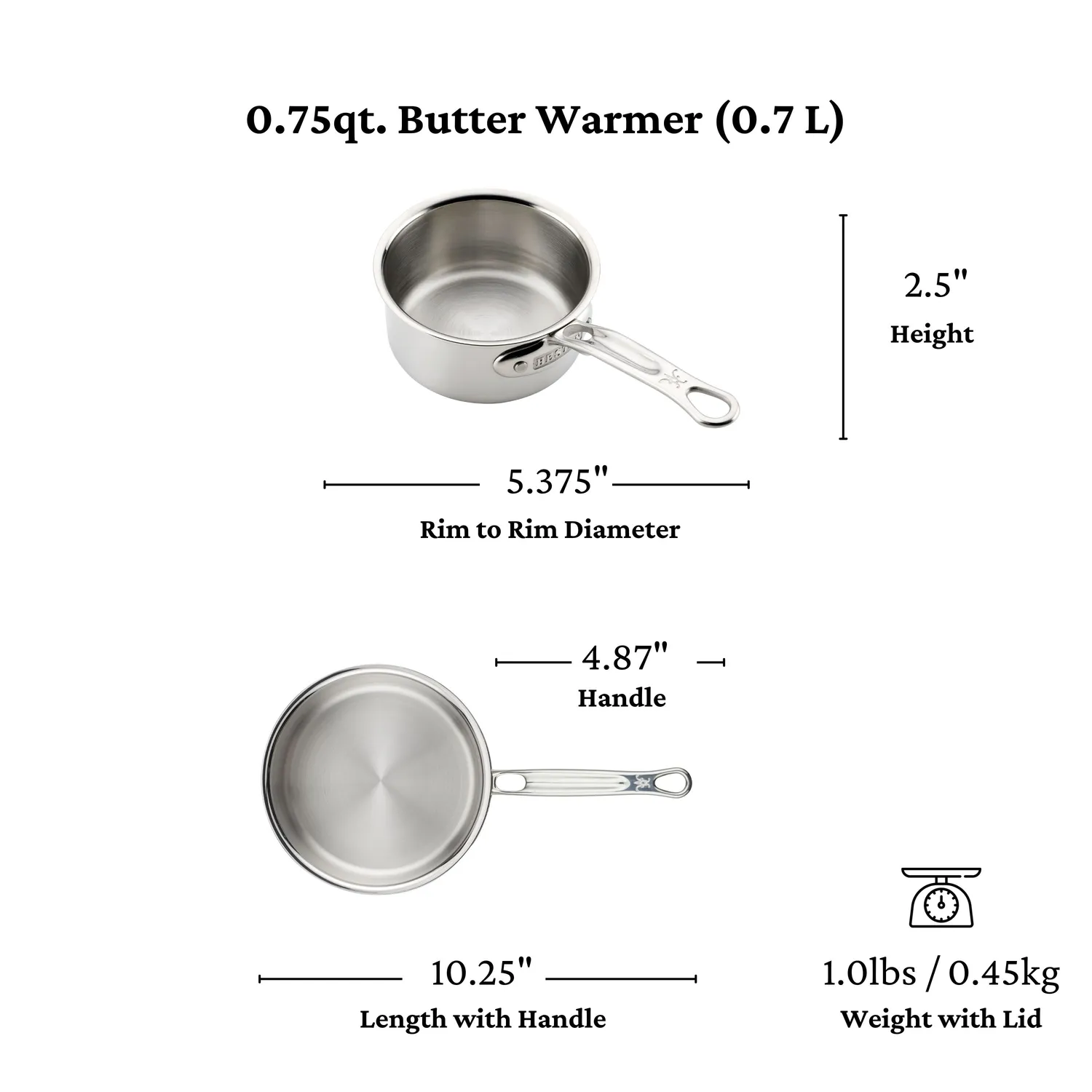 Hestan ProBond Luxe Stainless Steel Butter Warmer, 0.75qt.