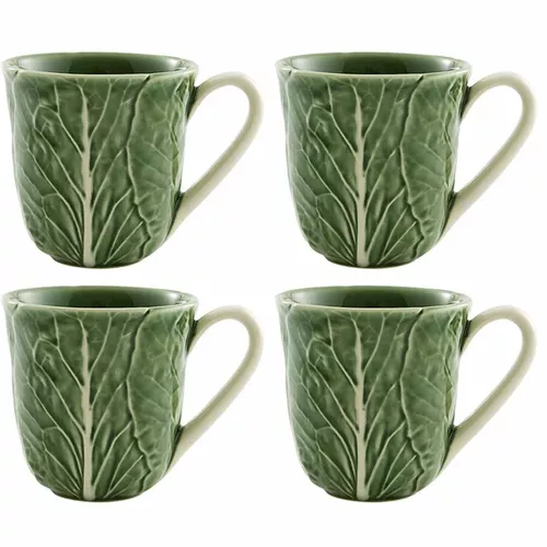 Bordallo Pinheiro Cabbage Green Mugs, Set of 4