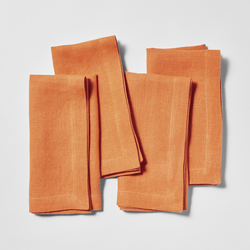 Sur La Table Linen Napkins, Set of 4 Very much enjoy the linen napkins both in orange - a warm fall color which we have already used and laundered very successfully as well as the yellow which go well with place mats and dishes for a bright welcoming table