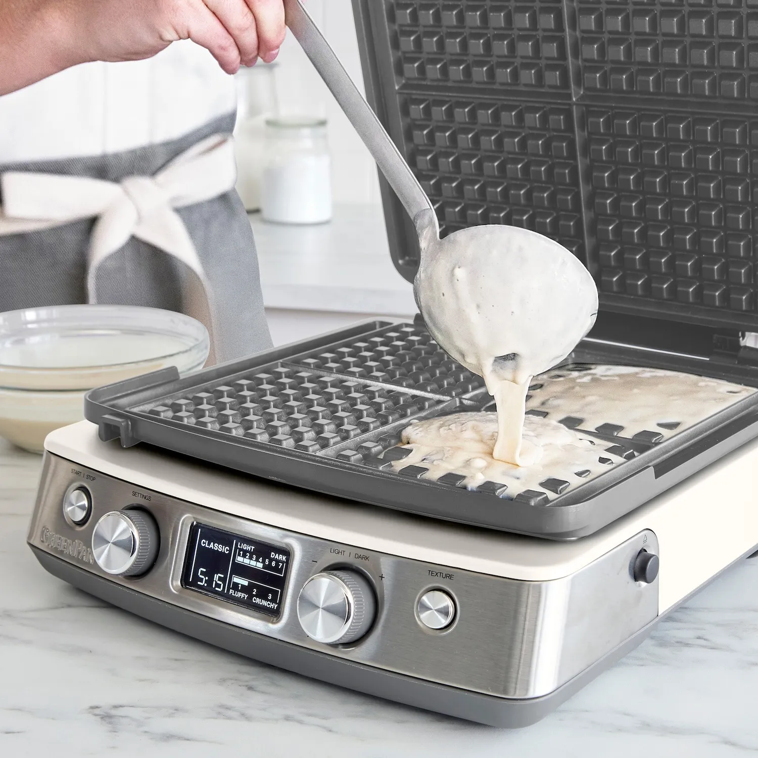 GreenPan 4-Square Waffle Maker with Removable Plates