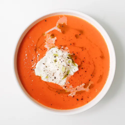 Tomato Soup with Burrata & Seaweed Oil