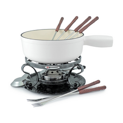 Swissmar 9-Piece Lugano Fondue Set Have used the fondue pot for chocolate fondue, works great! Evenly heats, easy to control the heat