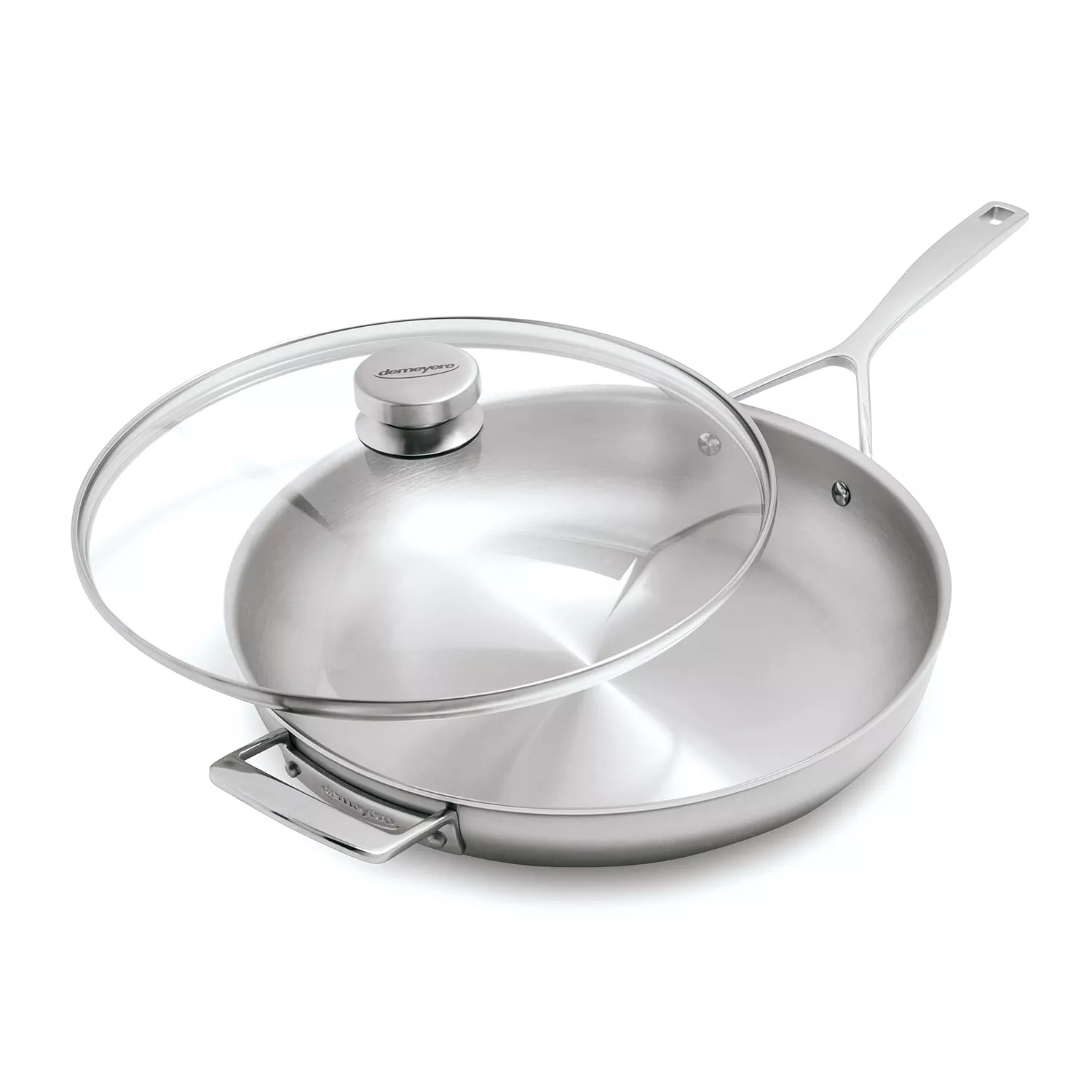 Demeyere Essential5 Stainless Steel 12.5" Frying Pan with Glass Lid