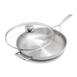 Demeyere Essential5 Stainless Steel 12.5" Frying Pan with Glass Lid