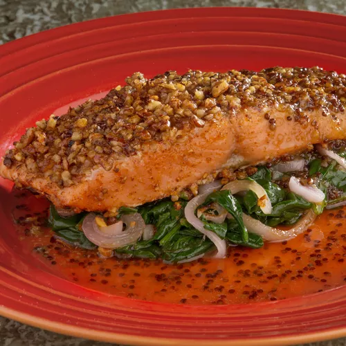 Pecan Crusted Salmon with Maple-Mustard Glaze