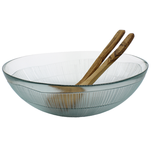French Home Birch Salad Bowl & Olivewood Laguiole Servers, Set of 3