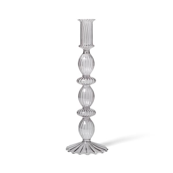 Sur La Table Grey Glass Taper Candle Holder, 10.6"