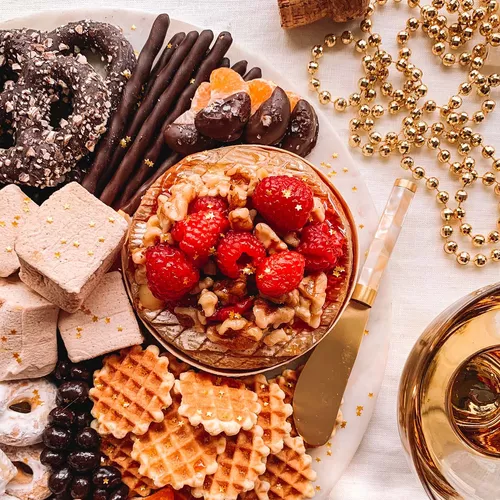 Baked Camembert with Raspberries & Walnuts