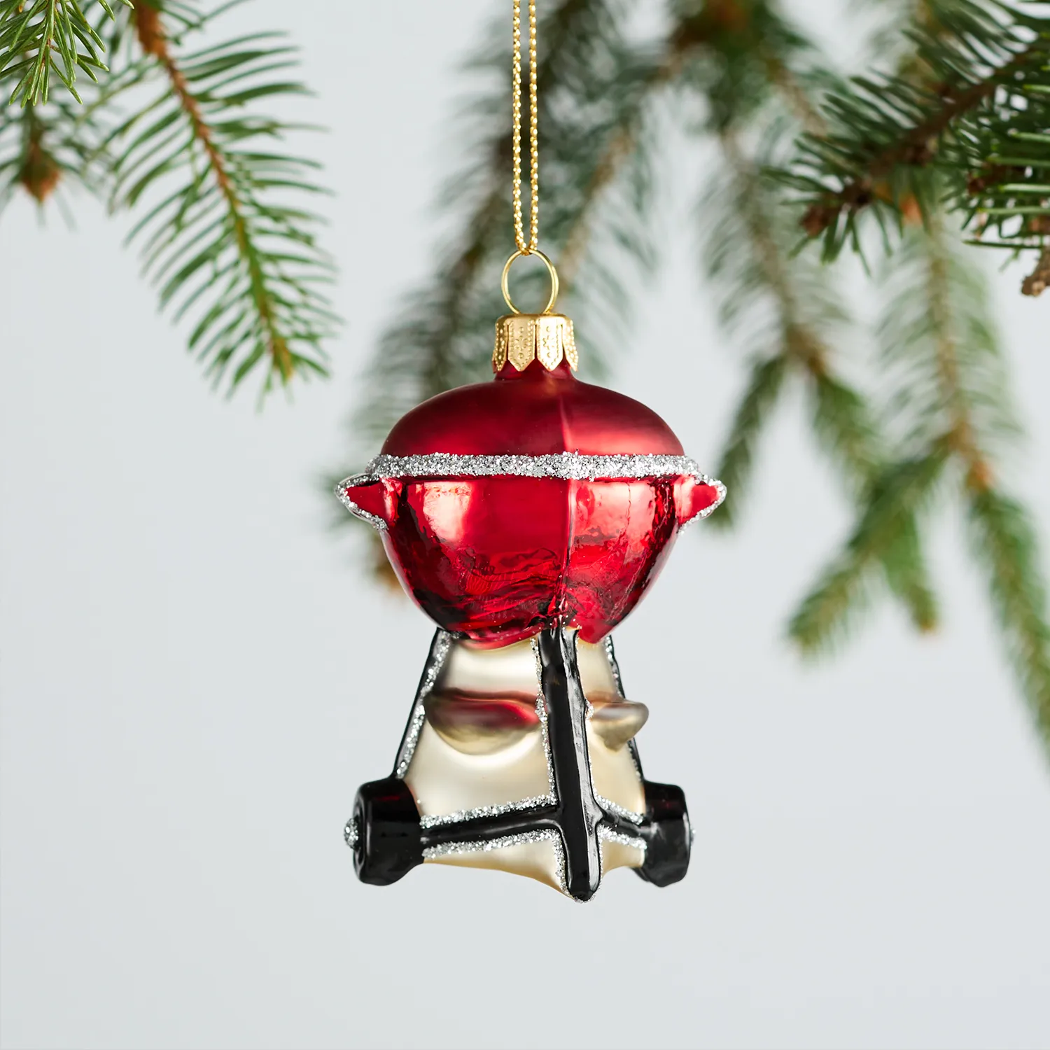 Sur La Table Charcoal BBQ Glass Ornament, 3.2"