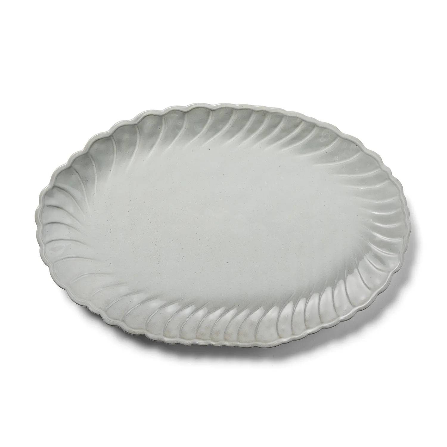 Sur La Table Grey Scalloped Reactive Glaze Platter