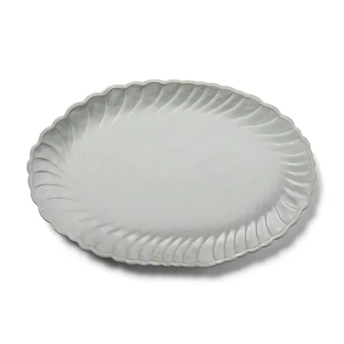 Sur La Table Grey Scalloped Reactive Glaze Platter