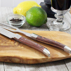French Home Laguiole Pakkawood Carving Knife and Fork Set