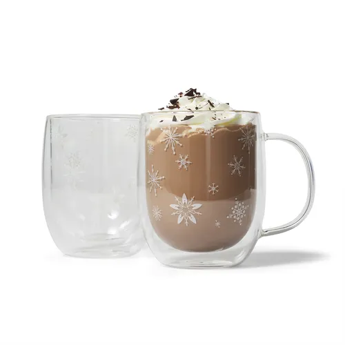 Sur La Table Double-Wall Snowflake Mugs, Set of 2