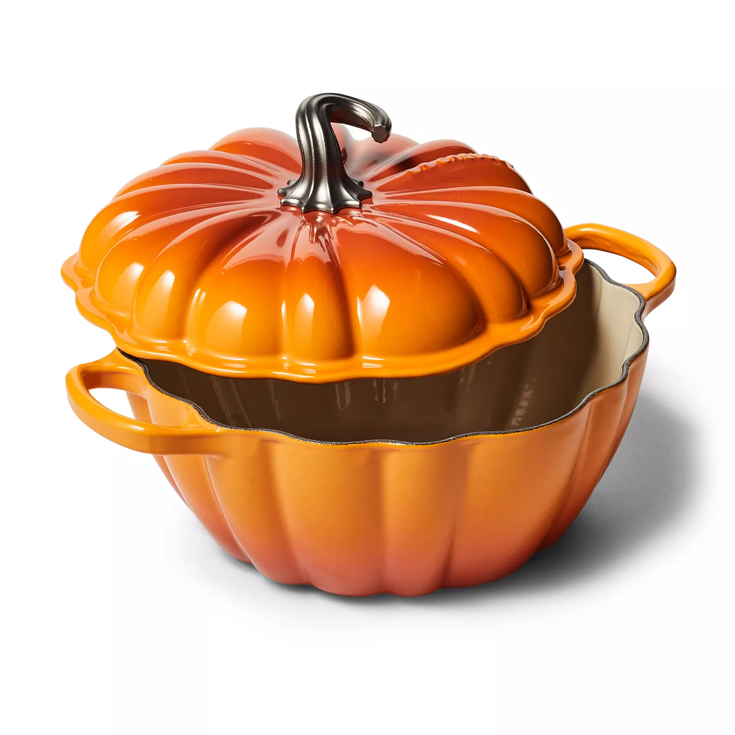Enameled Cast Iron Soup Pot with Lid, Small Pumpkin, Dutch Oven