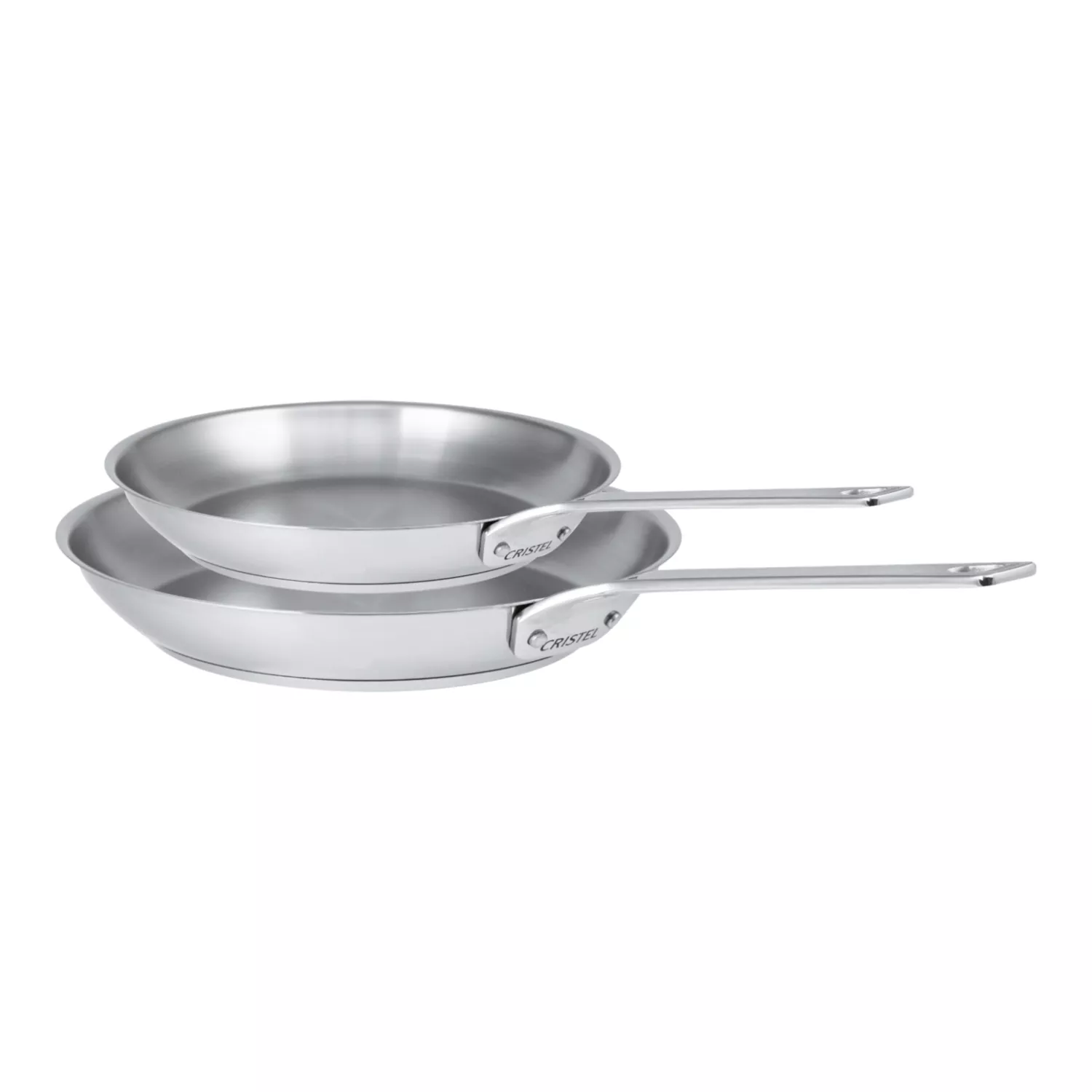 Cristel 1826 Stainless Steel Skillets, Set of 2, 8" & 10"