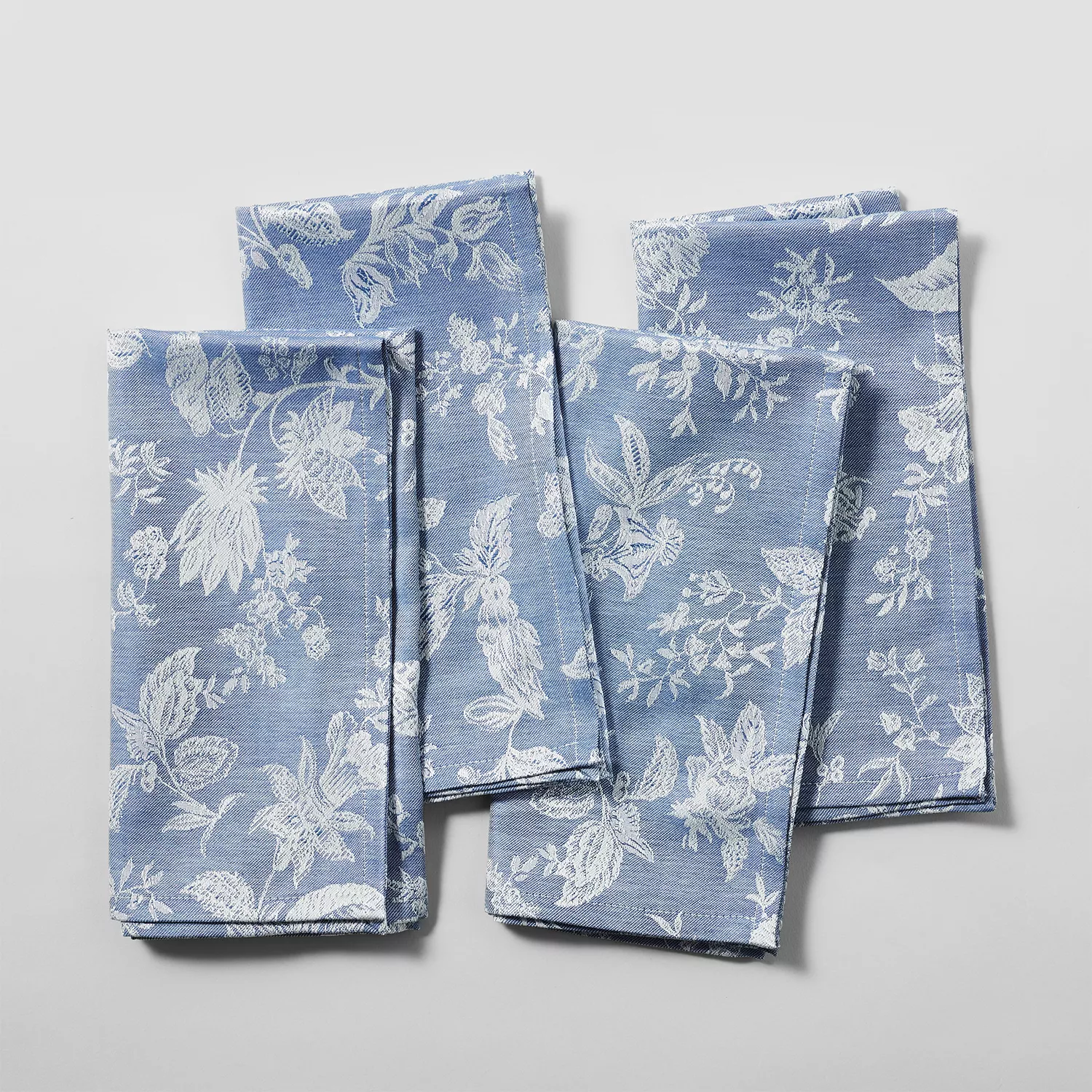 Blue and White Floral Cloth Napkins, Set of 4 - Emory Valley Mercantile