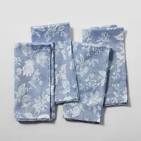 Sur La Table Jacquard Italian Blue Floral Napkins, Set of 4