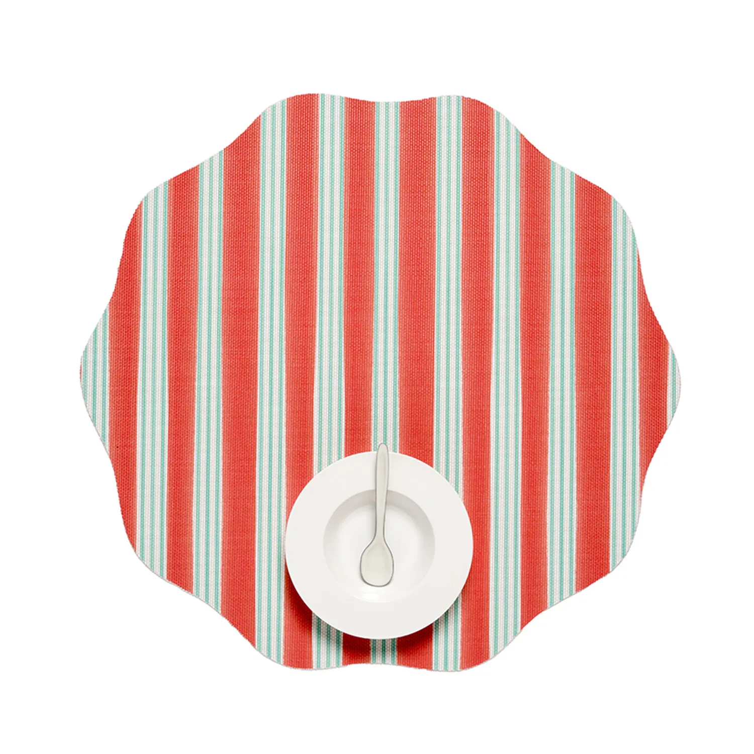 Meri Meri x Chilewich Thick Red Festive Stripes Scallop Placemat