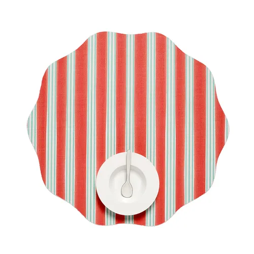 Meri Meri x Chilewich Thick Red Festive Stripes Scallop Placemat