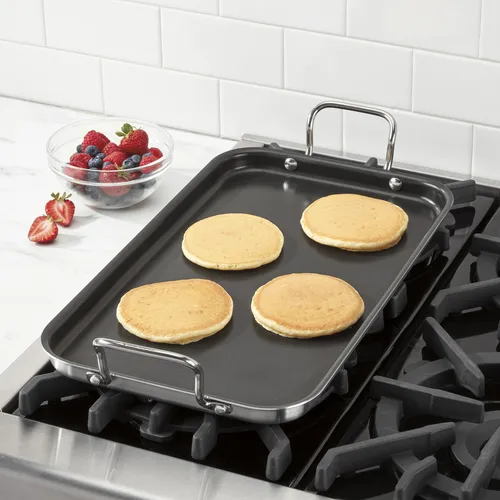 Cuisinart Multi-Clad Pro Stainless Steel Ceramic Nonstick Double Burner Griddle, 18" x 10"
