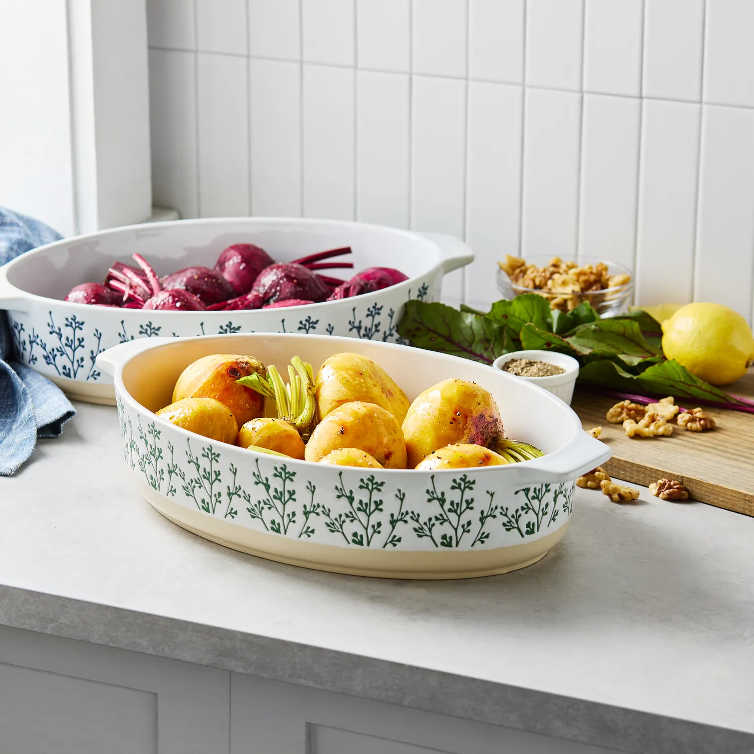 Sur La Table Floral Oval Baker, 3.4 qt.